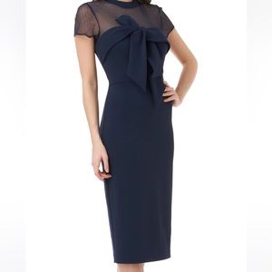 JS Collection Illusion neck, stretch crepe, midi dress size 8